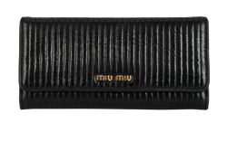 Miu Miu Long Wallet, Leather, Black, 197A, 3*